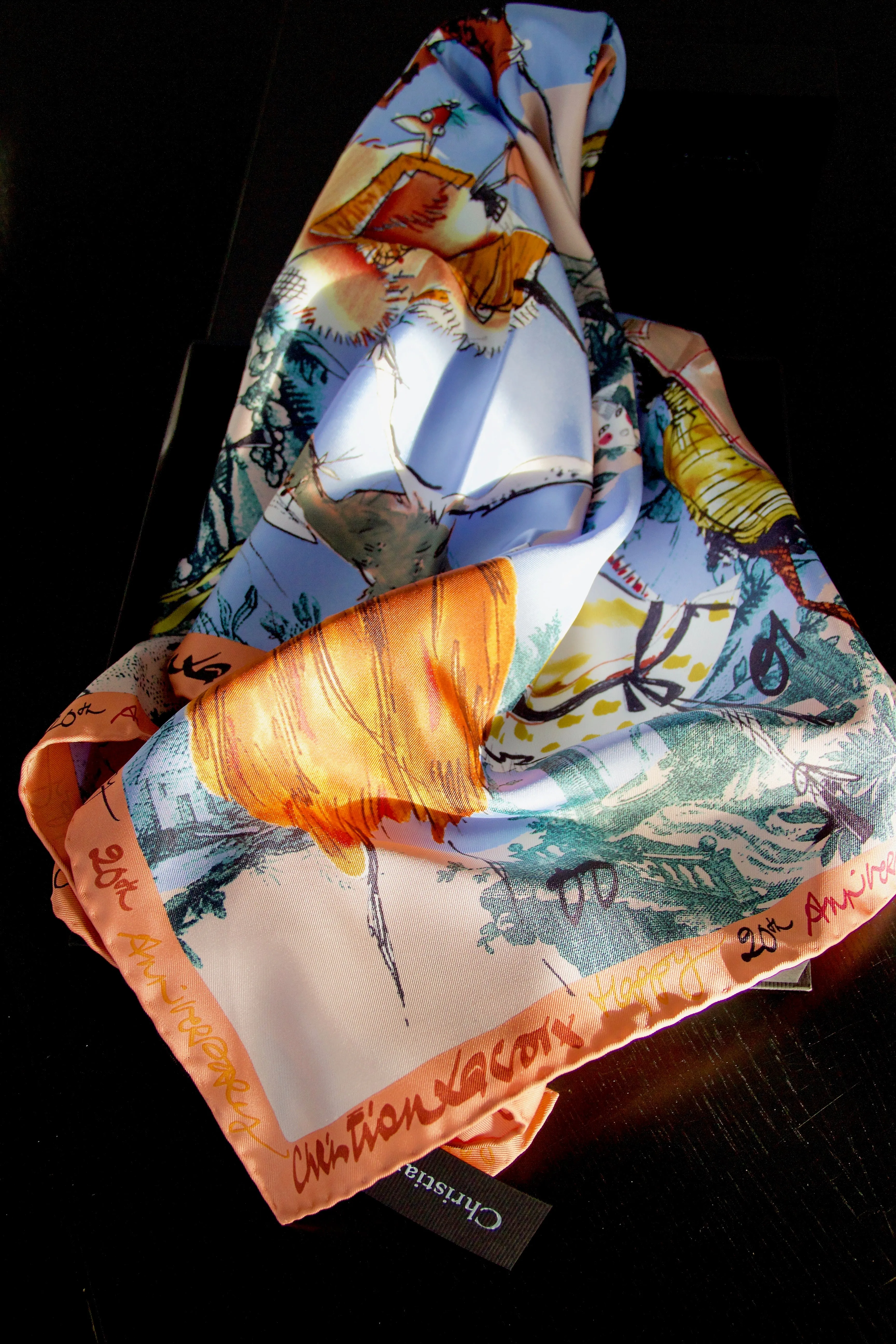 Silk scarf "20 Ans" light blue