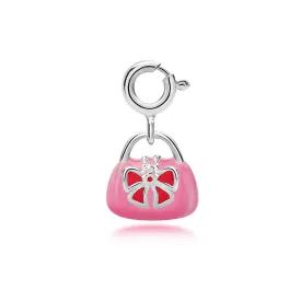 Silver and Pink Handbag Charm - Sterling Silver