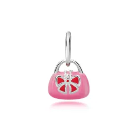 Silver and Pink Handbag Pendant - Sterling Silver