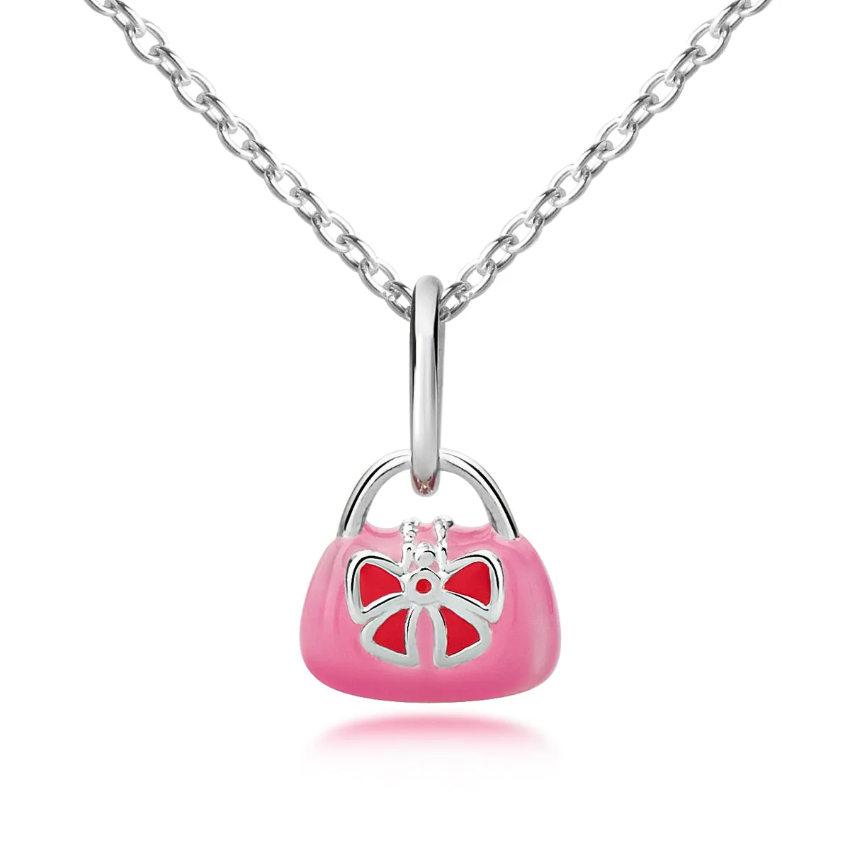 Silver and Pink Handbag Pendant - Sterling Silver