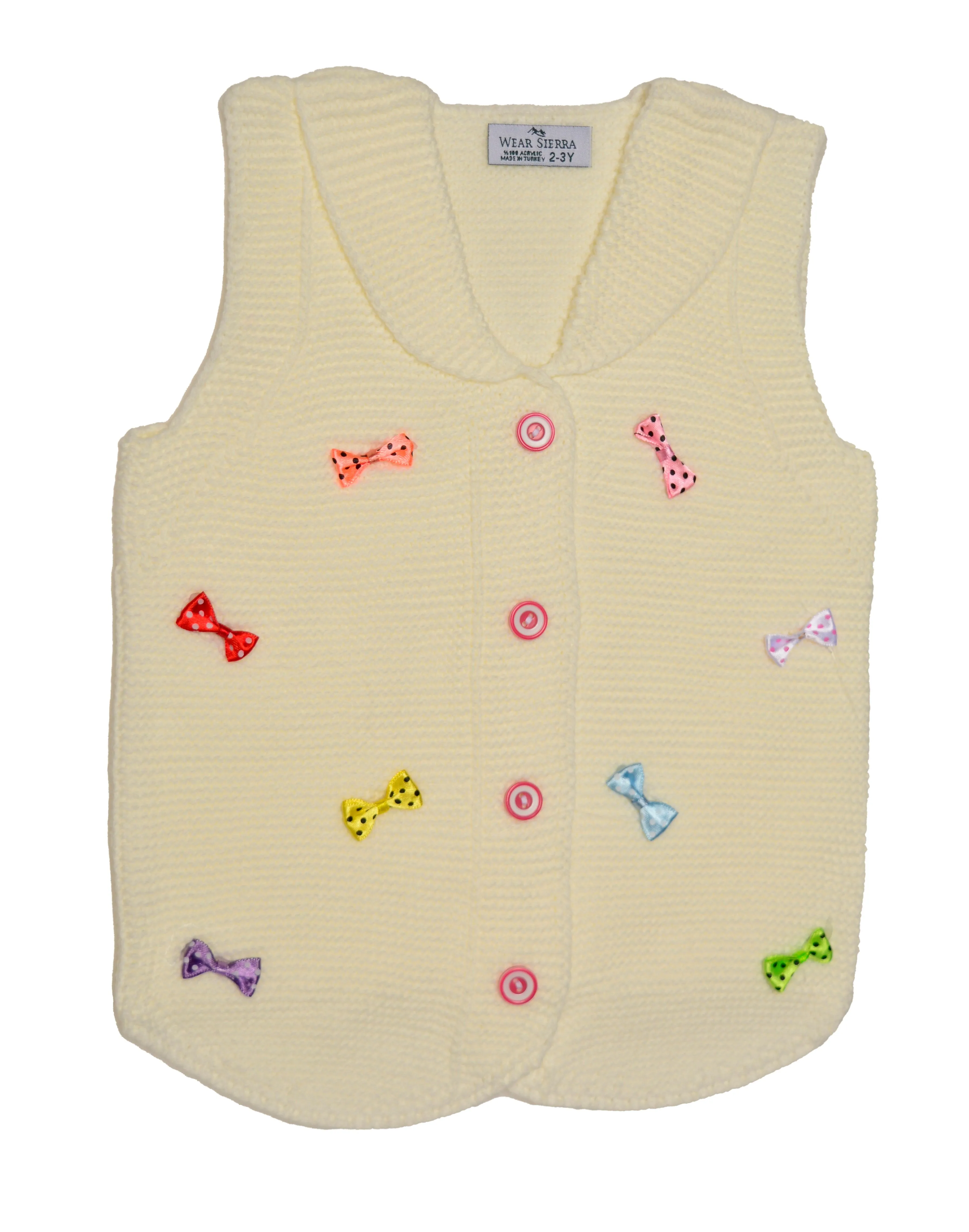 Sleeveless Sweaters For Girls - Button Front Vest for Infants and Toddlers