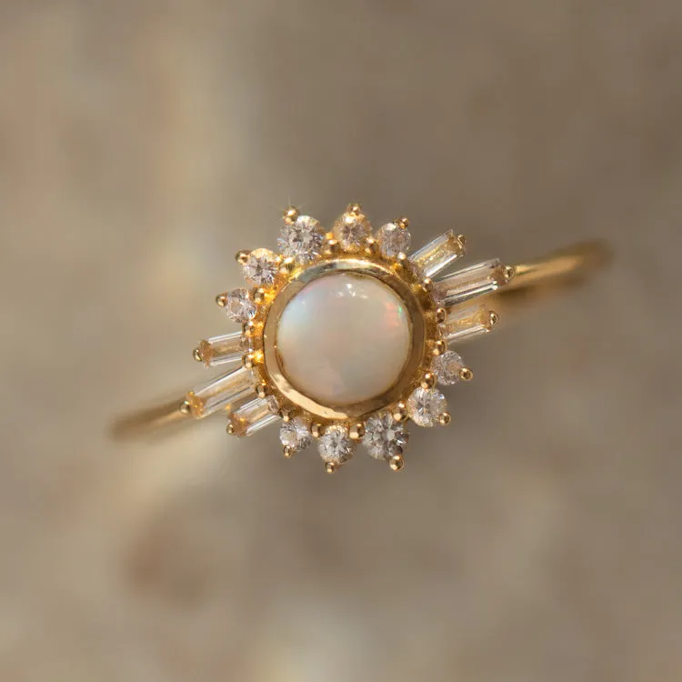 Solid Gold Ray of Hope Opal Ring