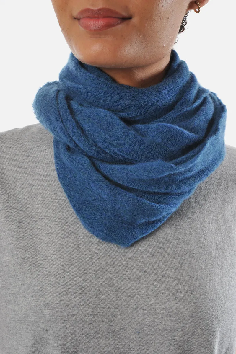 Teal Melange Knit Small Cashmere Tube Scarf