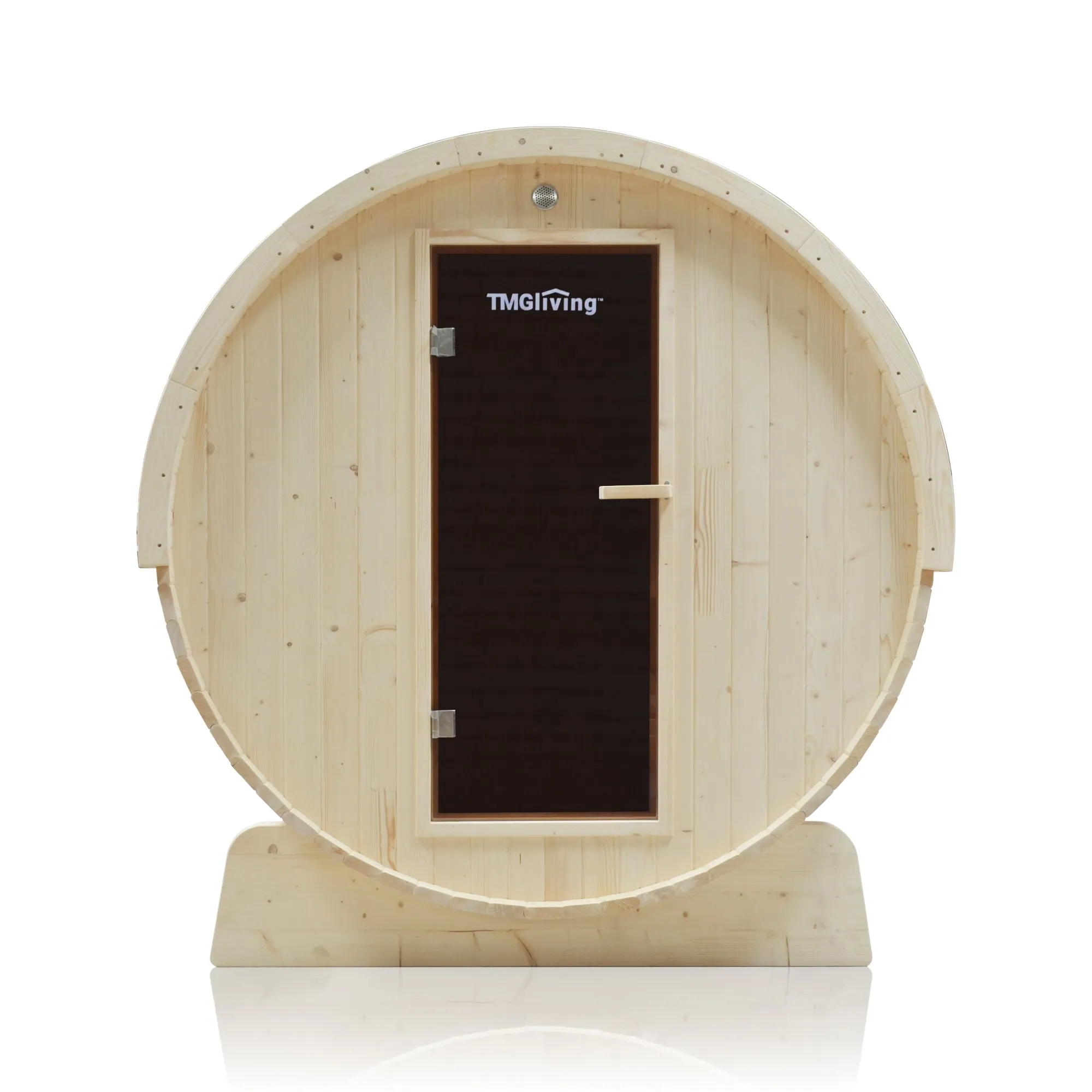 TMG LIVING Outdoor White Pine Barrel Sauna, Three Person, Tempered Glass Door, TMG-LSN41