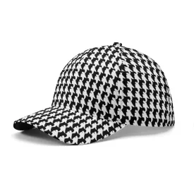 Vampire Art Dark Academia Black and White Houndstooth Vintage Windowpane Baseball Cap