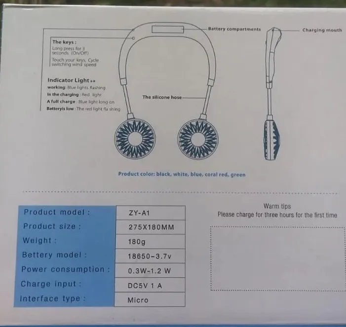 Wearable Hanging Summer Neck Fan