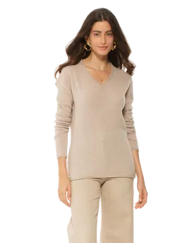 Women's Ultra-Light Cashmere V-Neck Sweater Beige